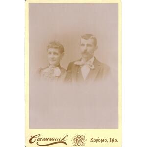Antique 1800s Cabinet Card Photo Victorian Couple‎ Cammack Kokomo IN Ephemera